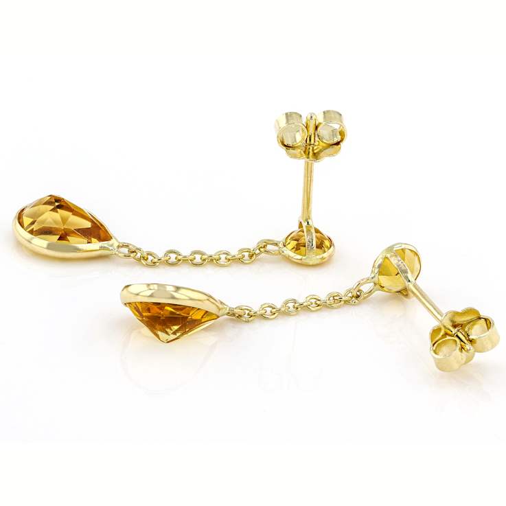 Yellow Citrine 14k Yellow Gold Dangle Earrings 2.14ctw