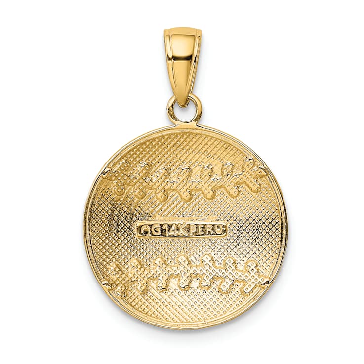 14k Yellow Gold Polished and Textured Baseball Charm
