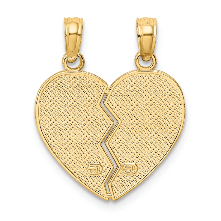 14k Yellow Gold Textured Red and Green Enameled Mother-Daughter
Break-apart Pendant