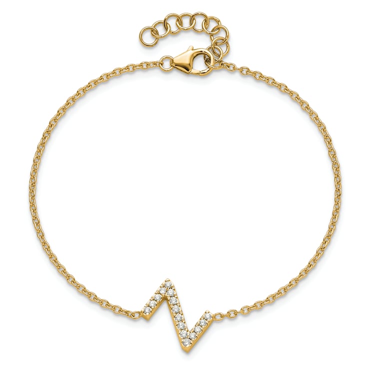 14k Yellow Gold Diamond Sideways Letter Z Bracelet