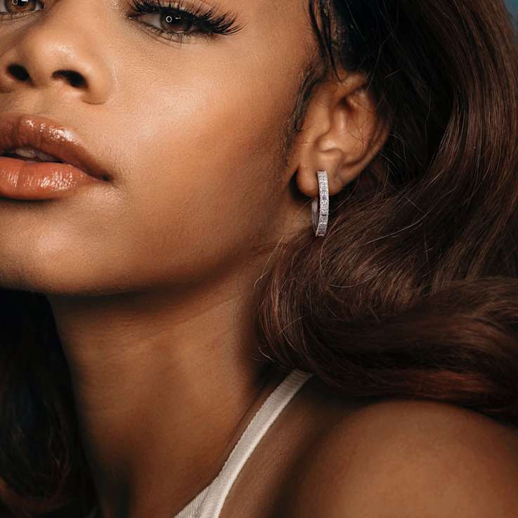 1.75ctw Created Moissanite Hoop Earrings in Sterling Silver