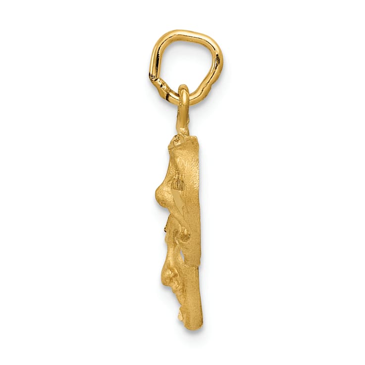 14k Yellow Gold Satin and Diamond-Cut Comedy and Tragedy Pendant