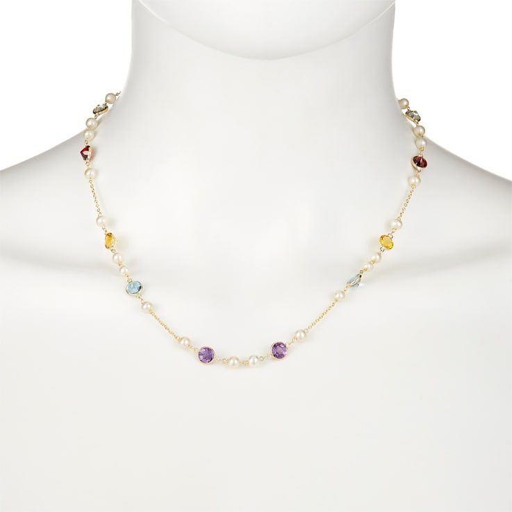 Multi-Gem 14k Yellow Gold 18" Necklace 9.19ctw