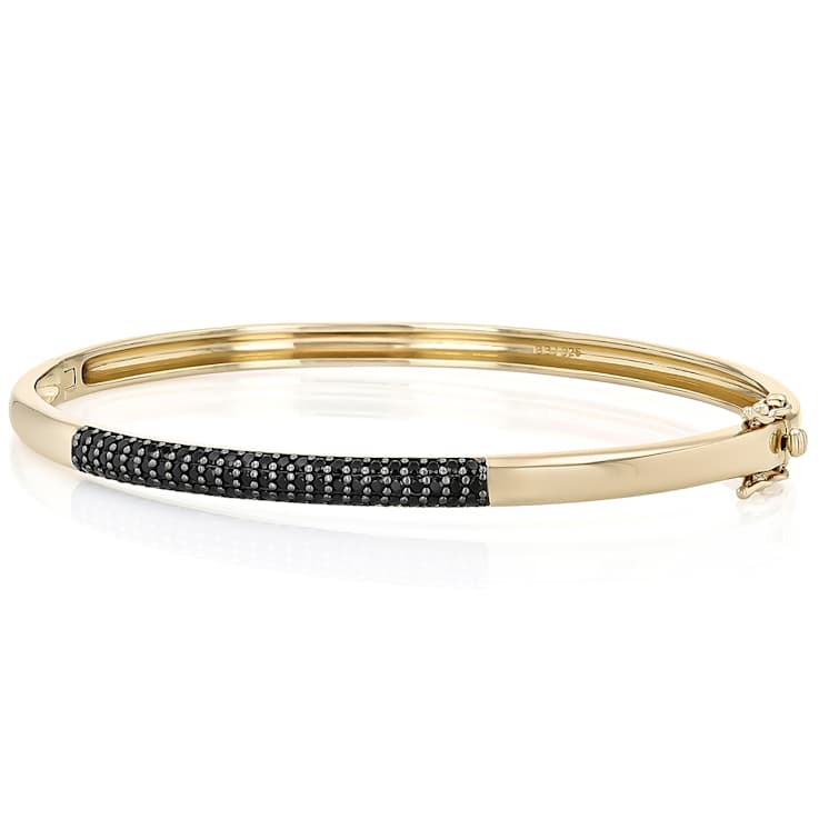 Black Spinel Bangle Bracelet In 18K Gold Over Sterling Silver 1.71ctw