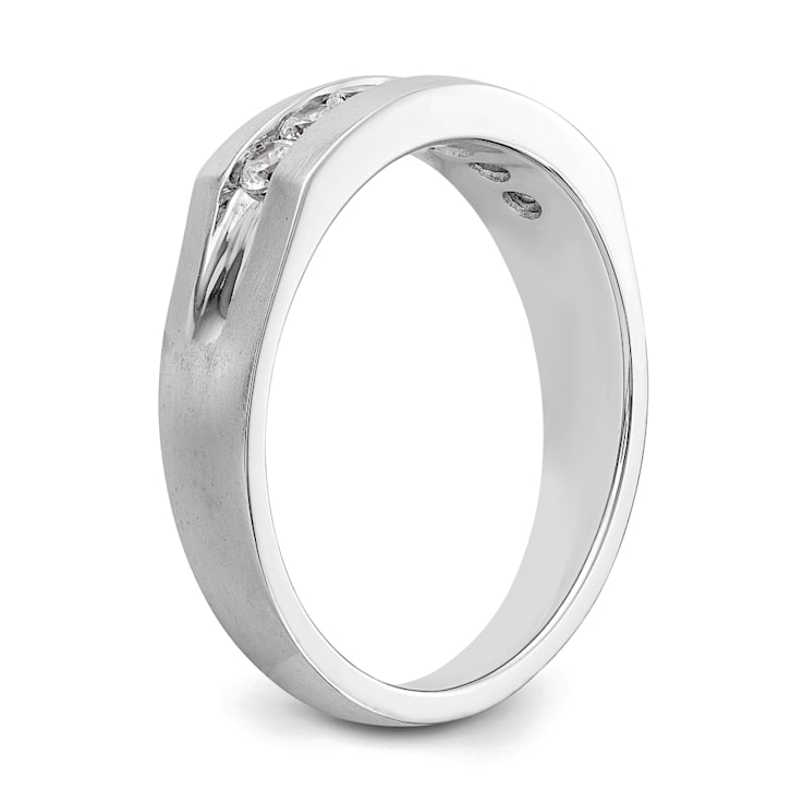 Rhodium Over 14K White Gold Lab Grown Diamond SI1/SI2, G H I, Men's Band