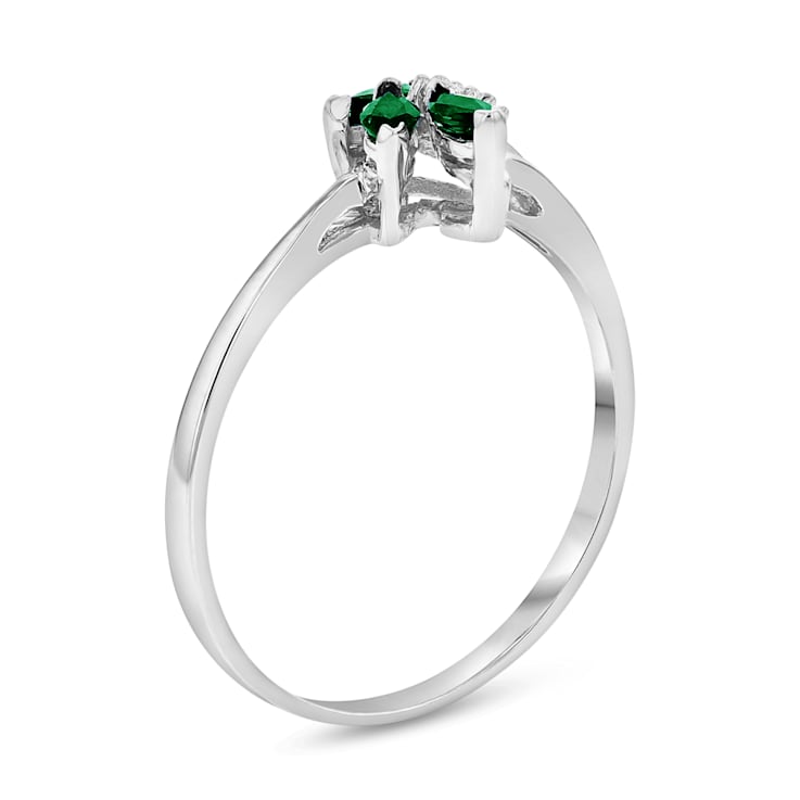 0.28ctw Emerald and Diamond Ring in 14k White Gold