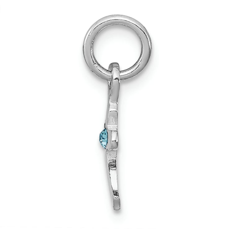 Rhodium Over Sterling Silver Child's March Light Blue Preciosca Crystal
Cross Pendant
