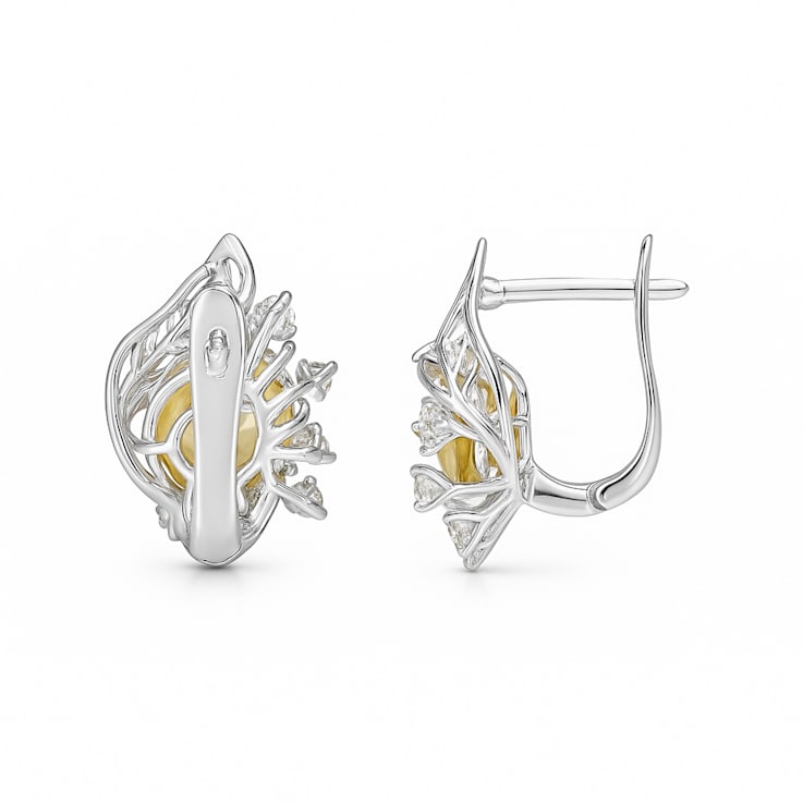 Yellow Rhodium Over Sterling Silver Citrine Round Drop Earrings