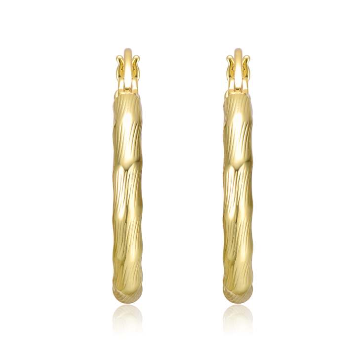 Twisted Hoop Earrings In 14K Gold Over Brass