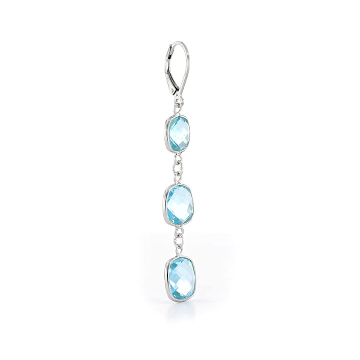 Sky Blue Cushion Topaz Sterling Silver Earrings 19ctw