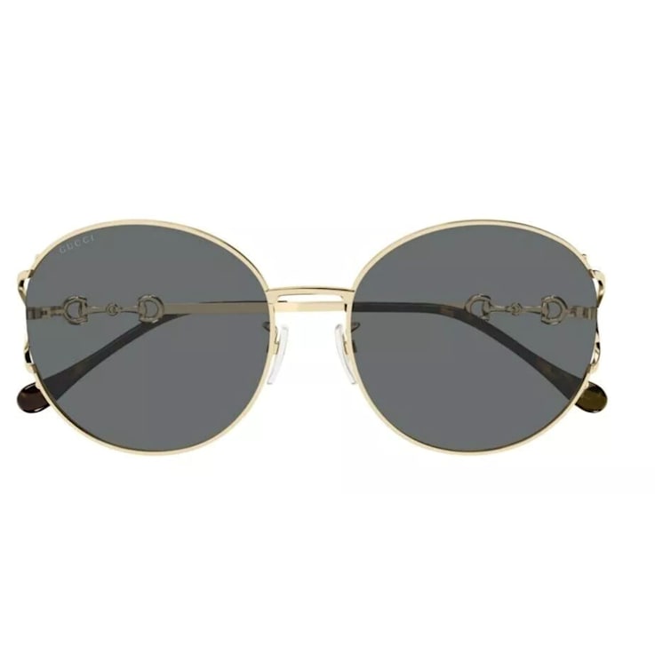Gucci Gold Tone Frame with Tortoise Accent / Gray Frame Round Sunglasses