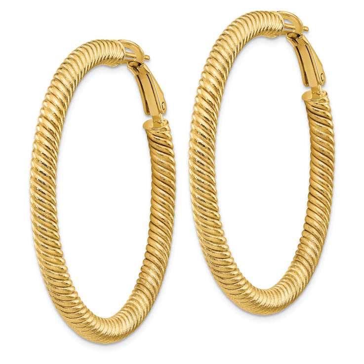 14k Yellow Gold 1 3/4" Twisted Round Hoop Earrings