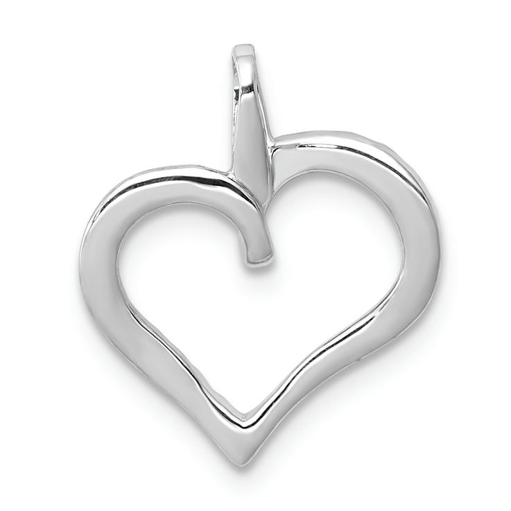Rhodium Over 14k White Gold Diamond Heart Pendant