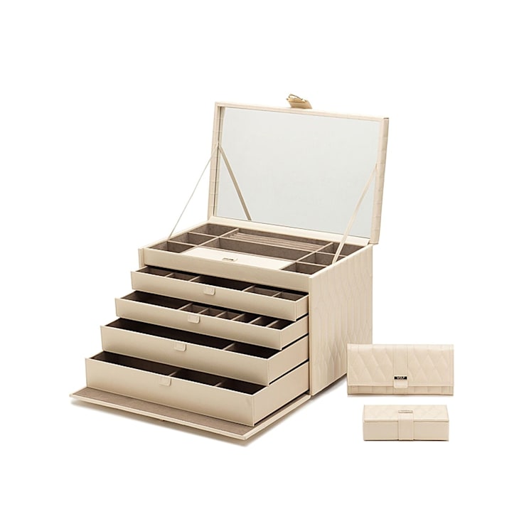 Caroline Extra Large Jewelry Box Ivory By Wolf