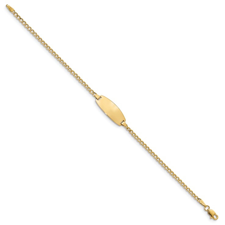 14k Yellow Gold Children's Oval Curb Link ID Bracelet