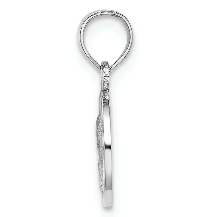 Rhodium Over 14k White Gold Satin Angel Coin Charm