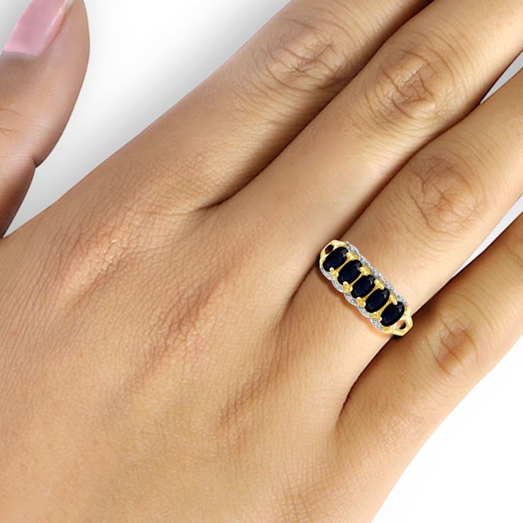 Black Sapphire 14K Gold Over Sterling Silver Ring 1.63ctw