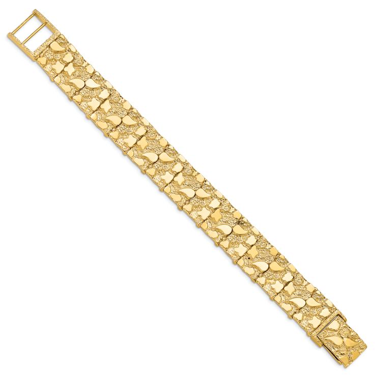 14k Yellow Gold 15mm Textured Nugget Bracelet