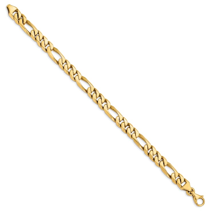 14K Yellow Gold 8mm Hand-Polished Figaro Link Bracelet