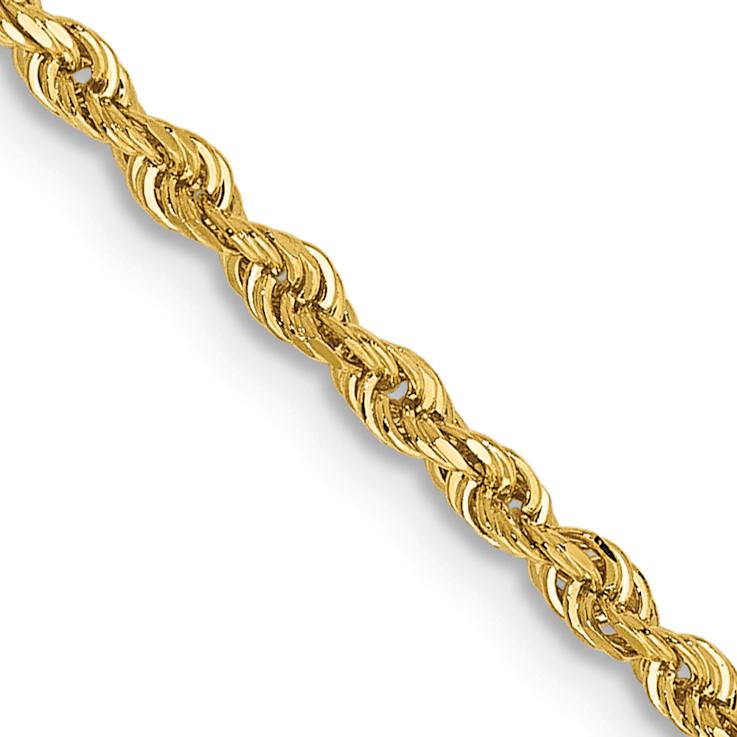 14k Yellow Gold 2mm Solid Diamond-Cut Quadruple Rope 30 Inch Chain