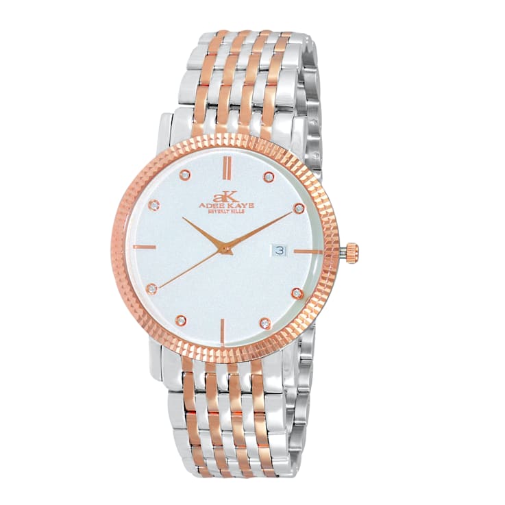 Adee Kaye Men's Simplicity Two-tone Stainless Steel Bracelet Watch