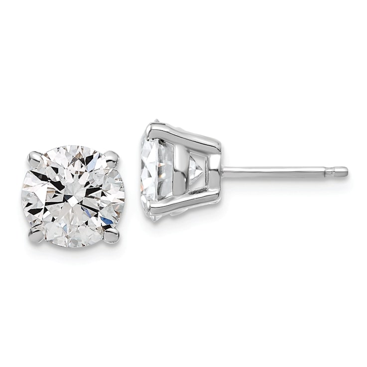 Rhodium Over 14K Gold Lab Grown Diamond 4ct. VS/SI GH+, 4-Prong Earrings