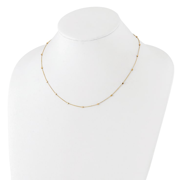 14K Yellow Gold Polished Cube Stations with 2-inch Ext. Necklace