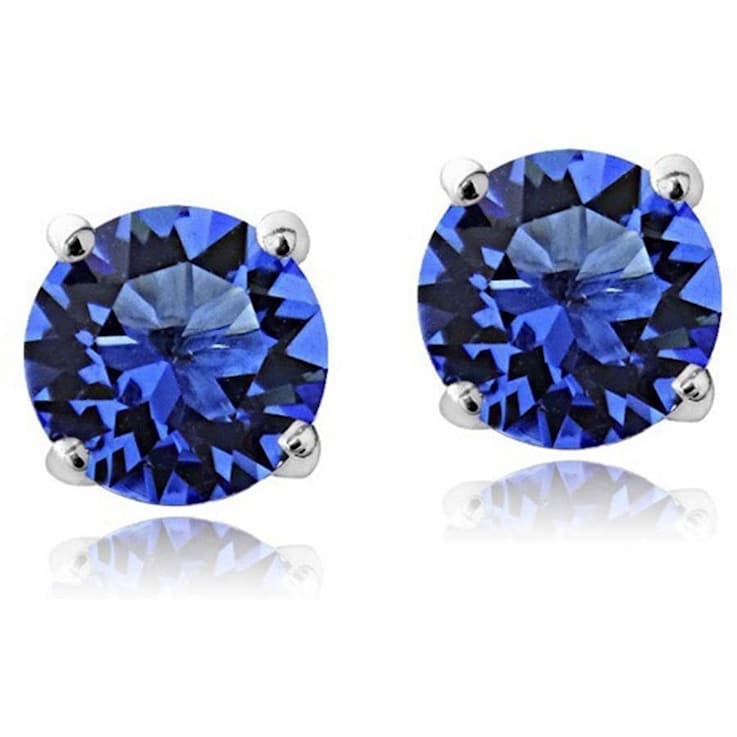 Sterling Silver 925 Birthstone Stone Earrings - Sapphire
