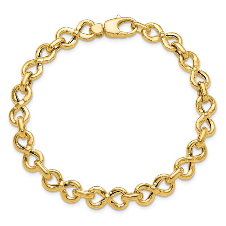 14K Yellow Gold Polished Fancy Infinity Link Bracelet