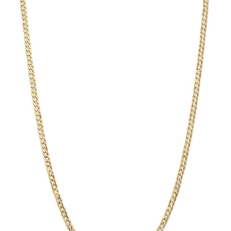 14k Yellow Gold 3.8mm Solid Open Concave Curb 22 Inch Chain