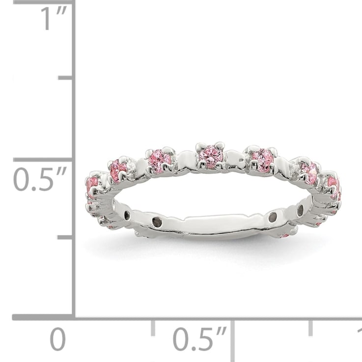 Sterling Silver Polished Pink Cubic Zirconia Children's Ring