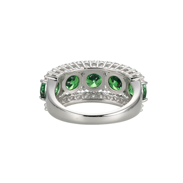 Green And White Cubic Zirconia Platinum Over Sterling Silver Ring 7.44ctw