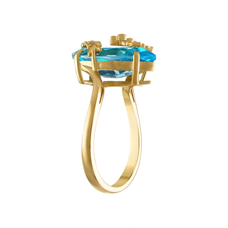 Blue Topaz 14K Yellow Gold Plated Sterling Silver Dragonfly Ring 5.50ctw