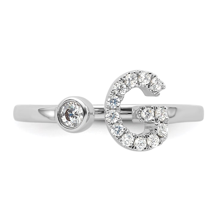 Rhodium Over 14K White Gold Lab Grown Diamond VS/SI GH, Initial G
Adjustable Ring