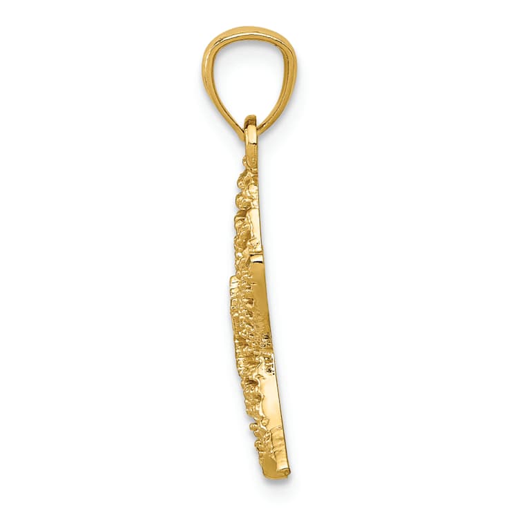 14k Yellow Gold Diamond-Cut Polished Filigree Starfish Pendant