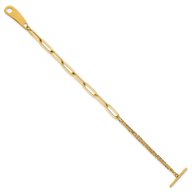 14K Yellow Gold Mixed Link 7.5 inch Toggle Bracelet