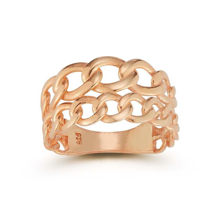 Sterling Statements 14K Rose Gold Over Sterling Silver Stacked Curb Ring