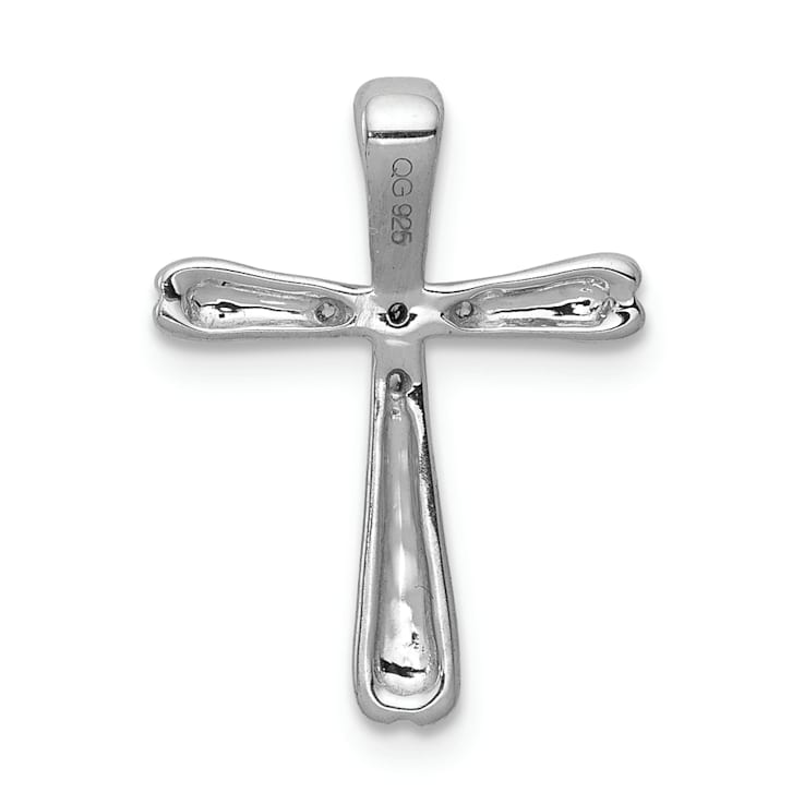Rhodium Over 14K White Gold 1/20ct. 5-Stone Diamond Cross Chain Slide