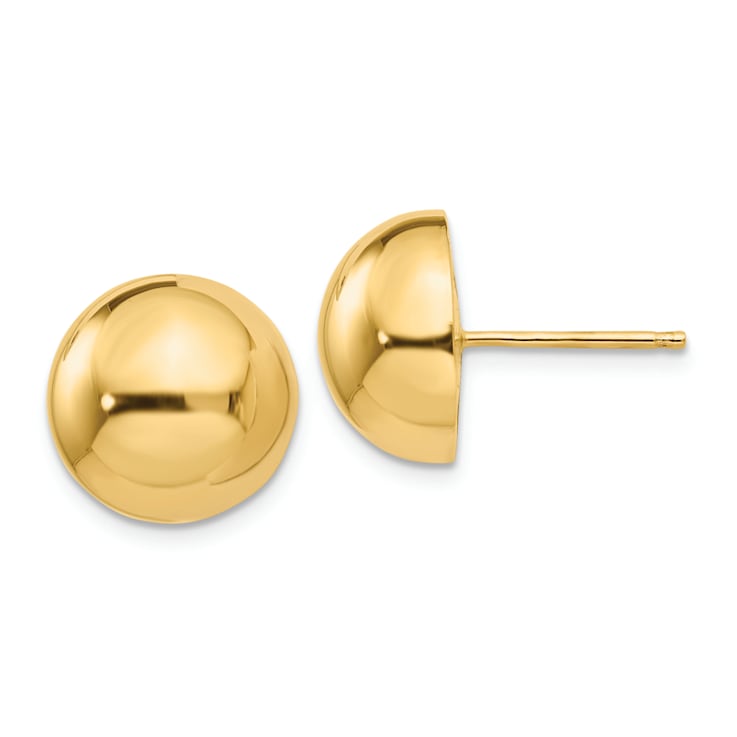 14k Yellow Gold 12mm Polished Half Ball Stud Earrings