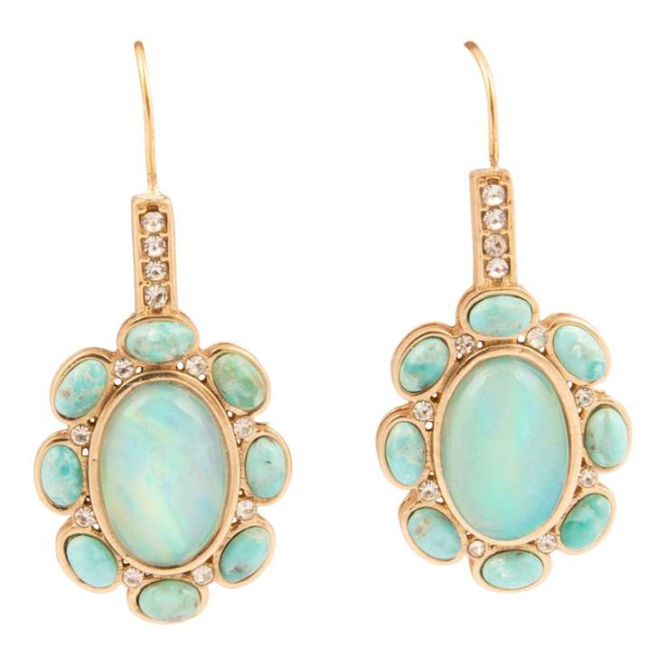 Barse Jewelry Aurora Blue Opal Golden Drop Earrings