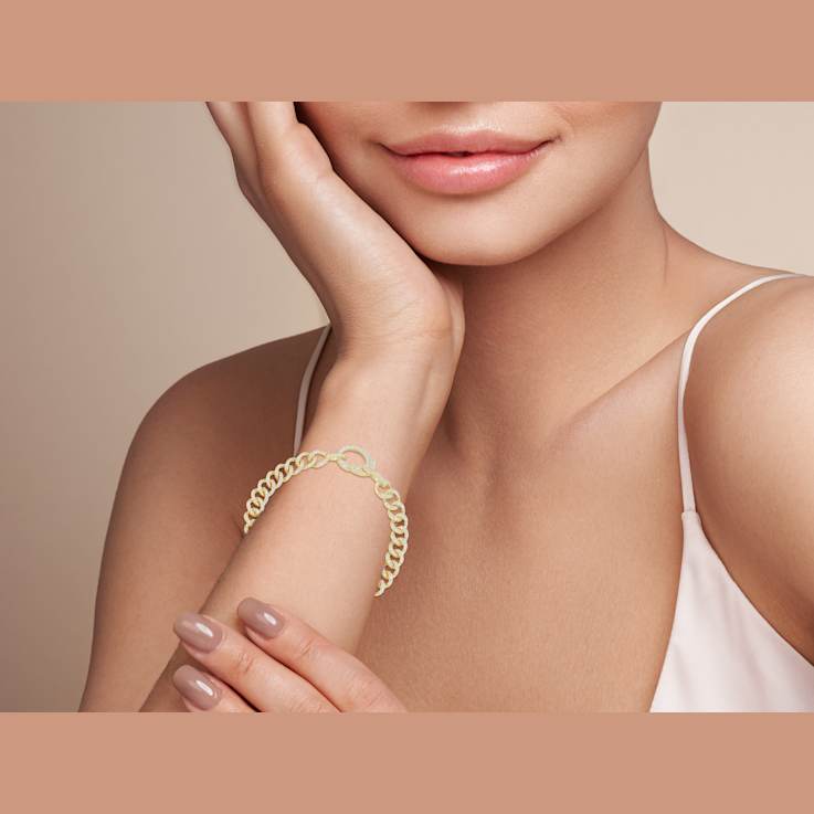 Sterling Statements 14K Yellow Gold Over Sterling Silver with Bella
Luce® Curb Chain Bracelet