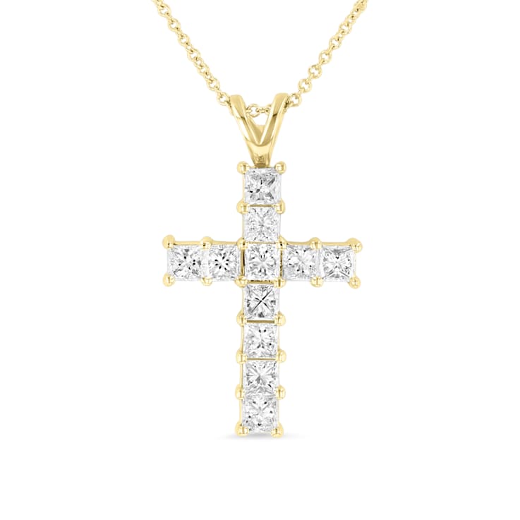 1.50ctw Diamond Cross Pendant in 14k Yellow Gold