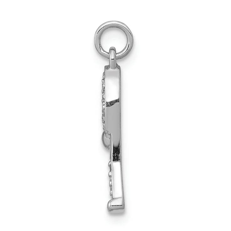 Rhodium Over 14k White Gold Diamond Racket and Ball Pendant