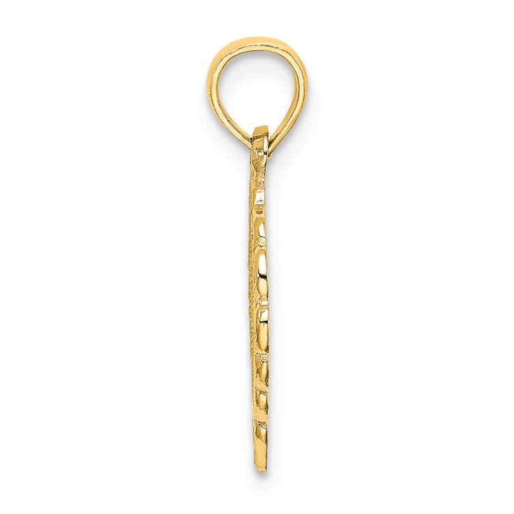 10K Yellow Gold Textured Heart with Lace Trim Charm