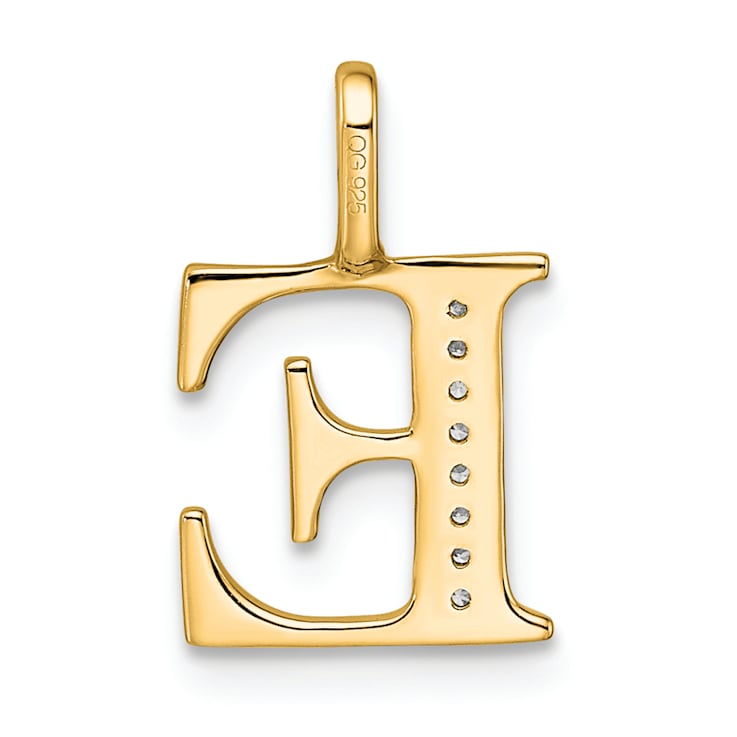 14K Yellow Gold Diamond Letter E Initial Pendant