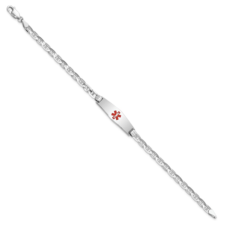 Rhodium Over 14k White Gold Medical Soft Diamond Shape Red Enamel
Mariner Link ID Bracelet