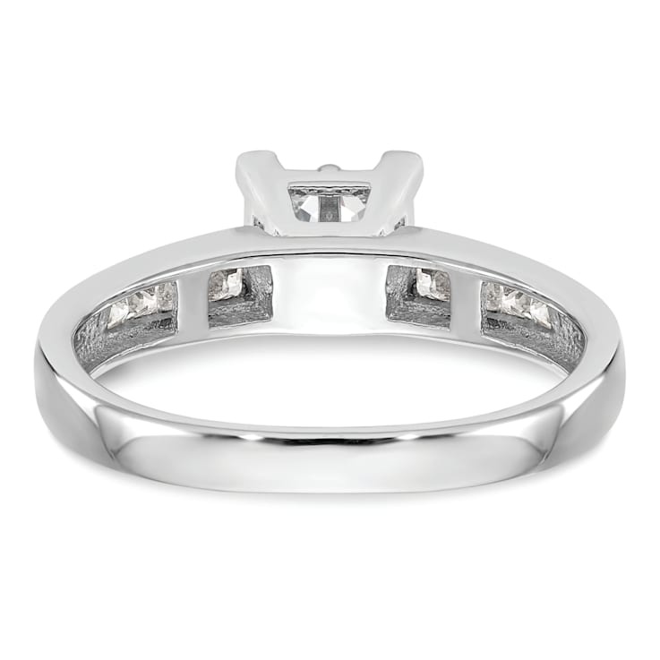 Rhodium Over 14K White Gold Diamond Cluster Engagement Ring 0.72ctw