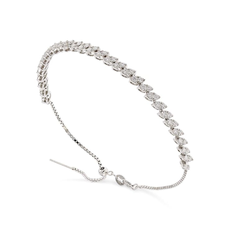 Round Moissanite Rhodium Over Sterling Silver Tennis Bracelet