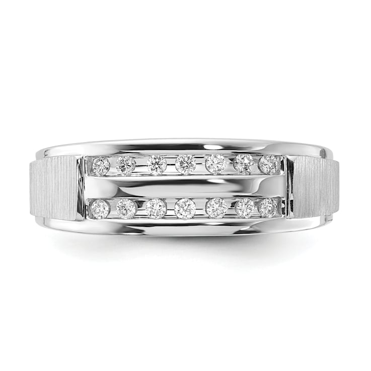 Rhodium Over 10K Gold Lab Grown Diamond Men's Ring