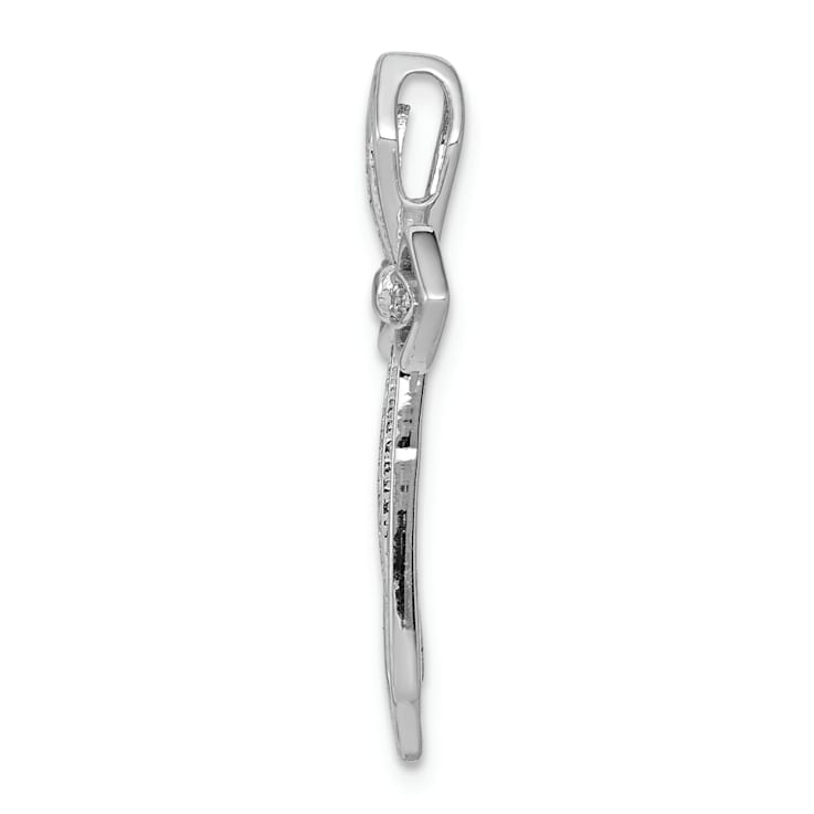 Rhodium Over 14k White Gold Diamond Cross chain slide